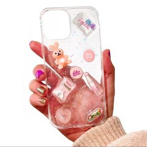 COPY - iPhone 12 Pro Clear Glittery 3D Pink SNACK…